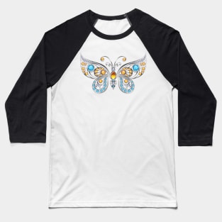 Silver Butterfly with Amber Baseball T-Shirt